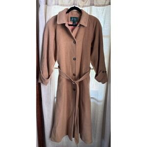 Lauren Ralph Lauren 100% Camel Hair Long Wrap Coat Tan Vintage USA Womens 6